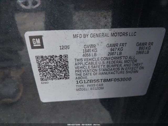 1G1ZB5ST8MF053000 Chevrolet Malibu Fwd Ls