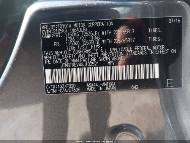 JTMBFREV4GJ102521 Toyota RAV4 LE