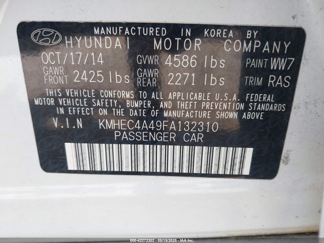 KMHEC4A49FA132310 Hyundai Sonata Hybrid Limited