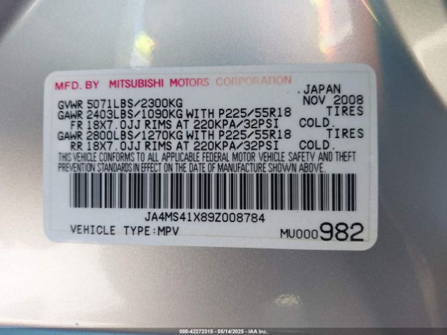 2009 MITSUBISHI OUTLANDER JA4MS41X89Z008784 Photo 8