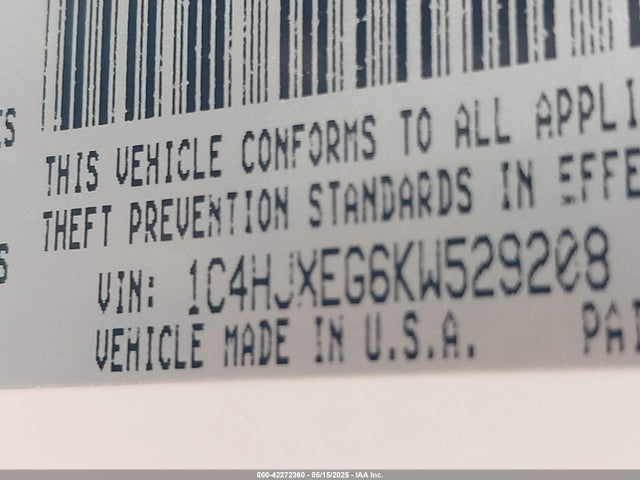 1C4HJXEG6KW529208 Jeep 2019