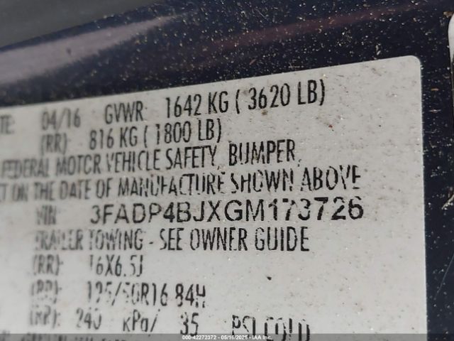 3FADP4BJXGM173726 Ford FIESTA SE