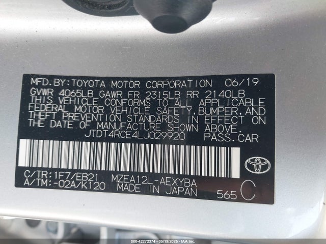 JTDT4RCE4LJ029920 Toyota m20-fks