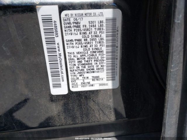 JN8CS1MU3HM144127 Infiniti QX70