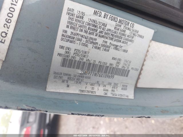 2006 FORD CROWN VICTORIA 2FAFP71W76X109699 Photo 8