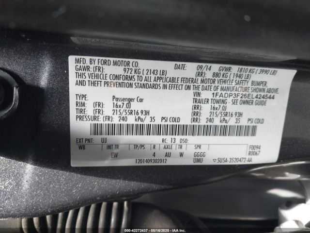 1FADP3F26EL424544 Ford FOCUS SE