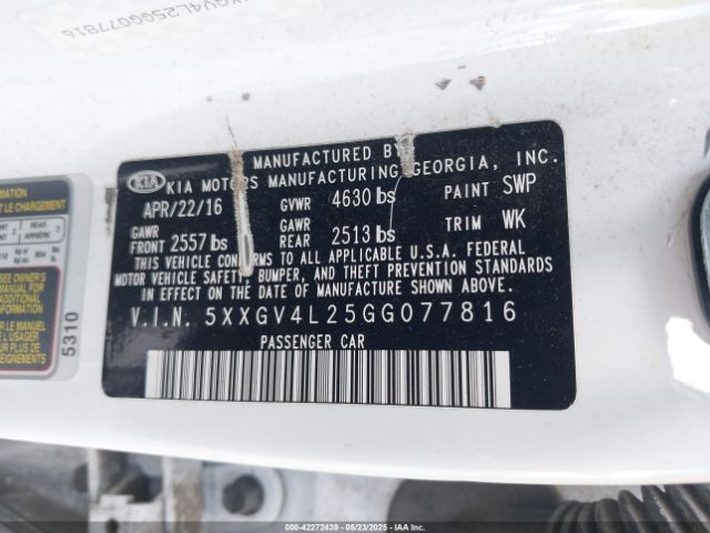 5XXGV4L25GG077816 KIA Optima Sxl Turbo