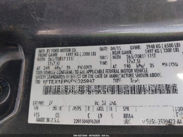 1FTEX1EP6FKD25987 Ford F-150 Xl