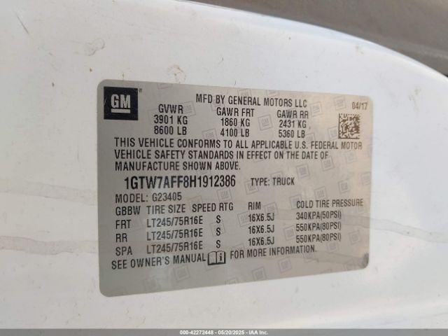 1GTW7AFF8H1912386 GMC l20- flexible fuel engine, iron