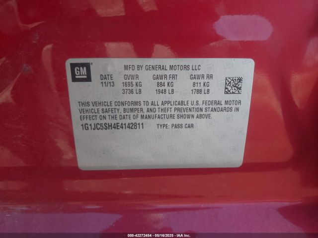 1G1JC5SH4E4142811 Chevrolet Sonic Lt Auto
