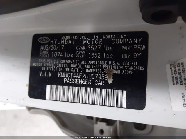 KMHCT4AE2HU379590 Hyundai 2017