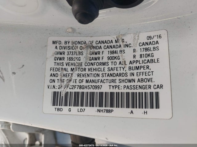 2HGFC2F78GH570997 Honda CIVIC EX