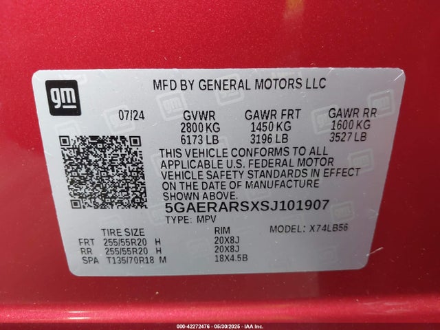 5GAERARSXSJ101907 Buick lk0