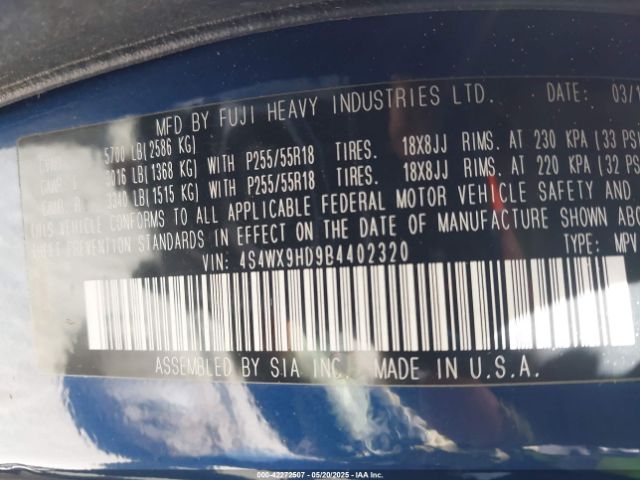 2011 SUBARU TRIBECA 4S4WX9HD9B4402320 Photo 8