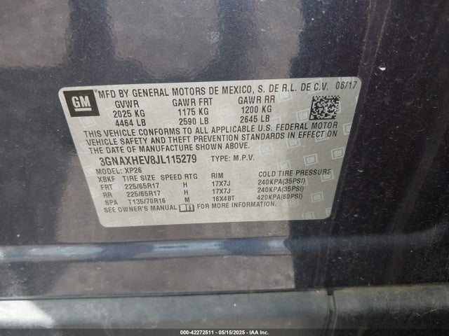 3GNAXHEV8JL115279 Chevrolet EQUINOX LS