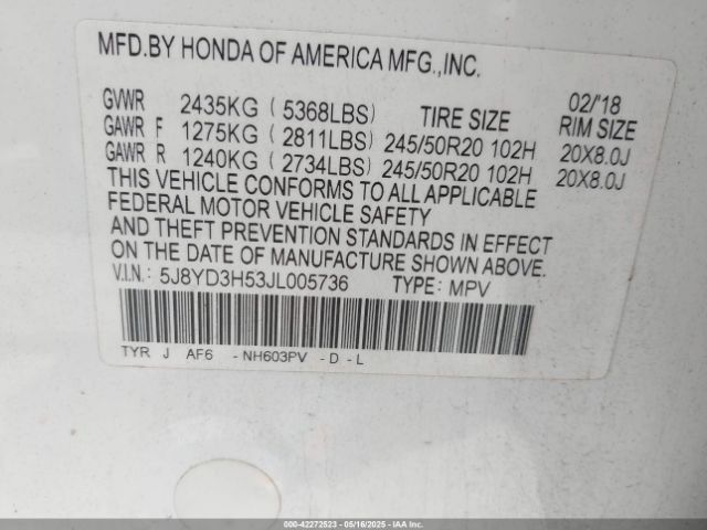 2018 ACURA MDX 5J8YD3H53JL005736 Photo 8