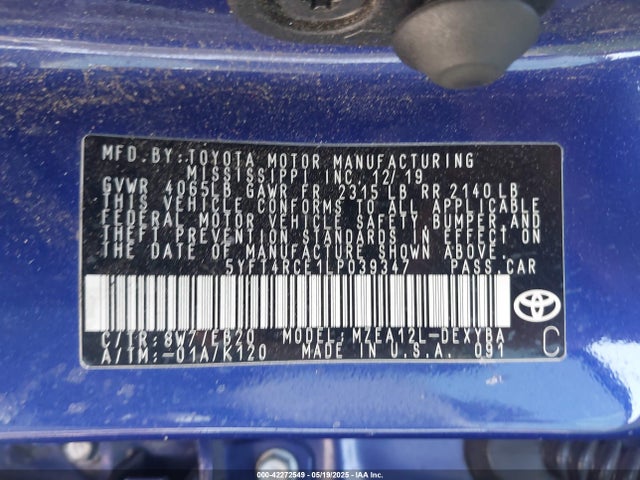 5YFT4RCE1LP039347 Toyota m20-fks