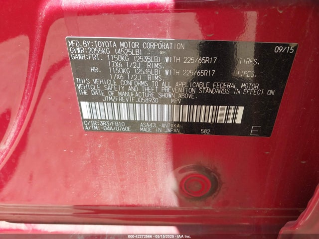 JTMZFREV1FJ058930 Toyota RAV4 LE