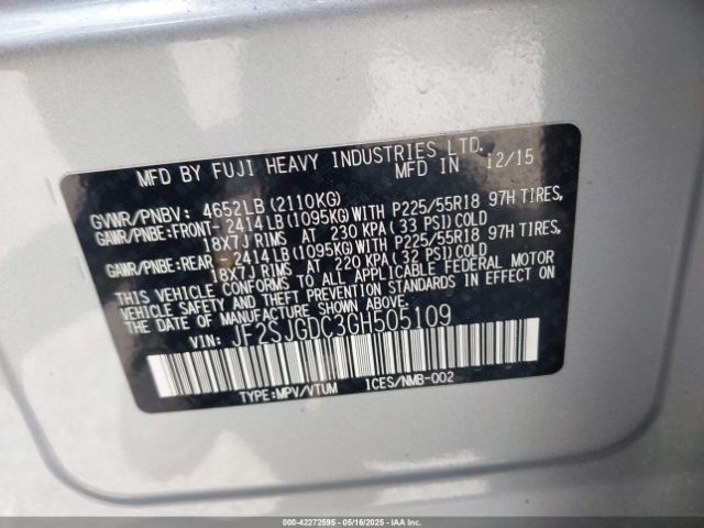 JF2SJGDC3GH505109 Subaru Forester 2.0xt Premium