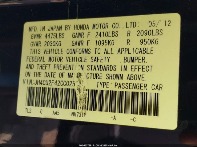 2012 ACURA TSX JH4CU2F42CC025023 Photo 8