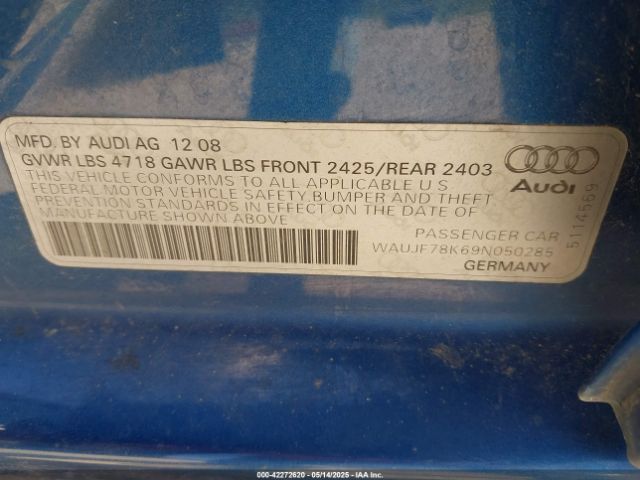 2009 AUDI A4 WAUJF78K69N050285 Photo 8