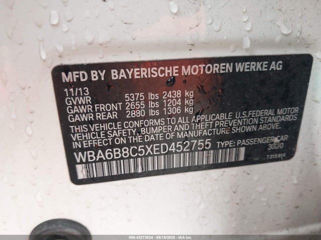 BMW 640i 2014 WBA6B8C5XED452755 Image 9