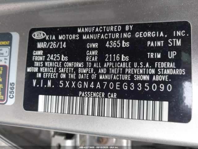 5XXGN4A70EG335090 KIA OPTIMA EX