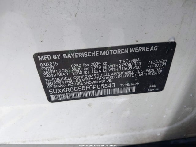BMW X5 2015 5UXKR0C55F0P05843 Image 9