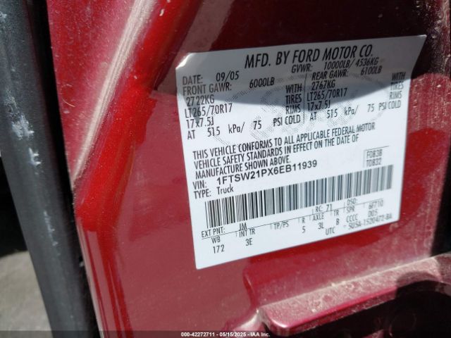 2006 FORD F-250 1FTSW21PX6EB11939 Photo 8