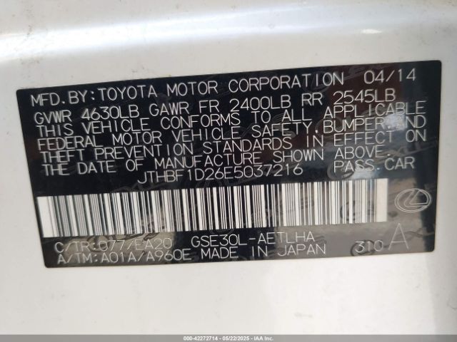 JTHBF1D26E5037216 Lexus IS 250