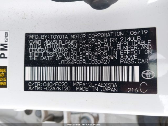 JTDS4RCE9LJ030427 Toyota m20-fks