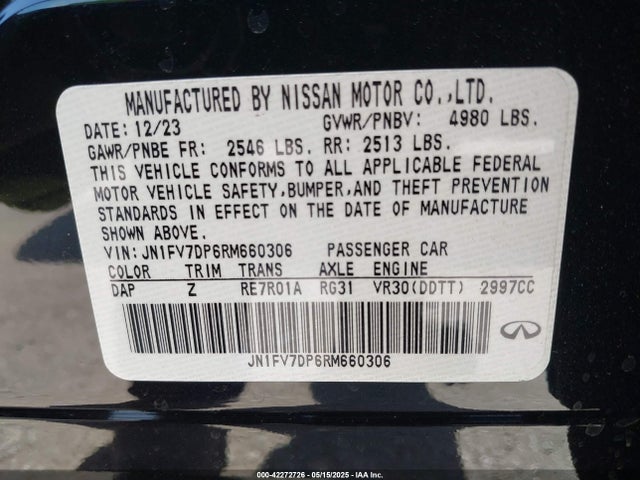 JN1FV7DP6RM660306 Infiniti Q50 Red Sport 400