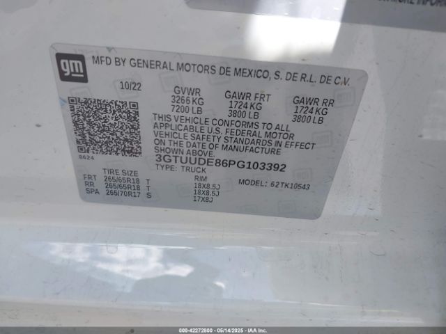 3GTUUDE86PG103392 GMC Sierra 1500 4wd  Short Box Slt