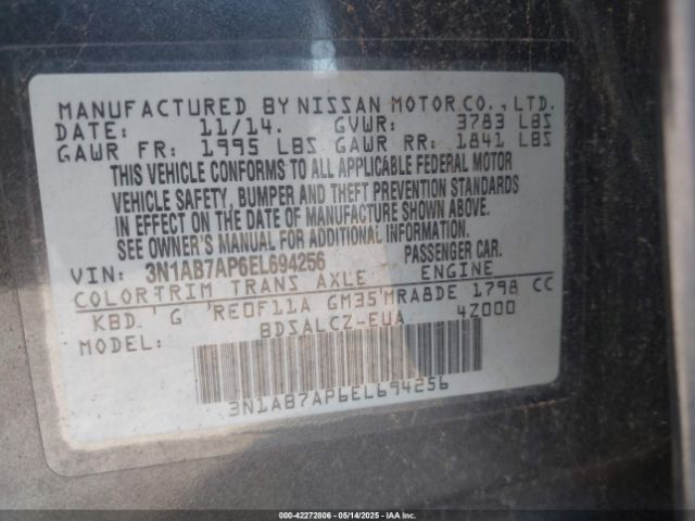 3N1AB7AP6EL694256 Nissan SENTRA S