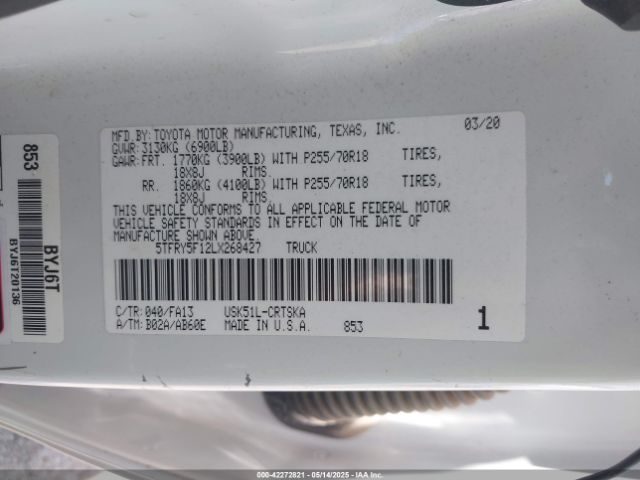 5TFRY5F12LX268427 Toyota Tundra Sr