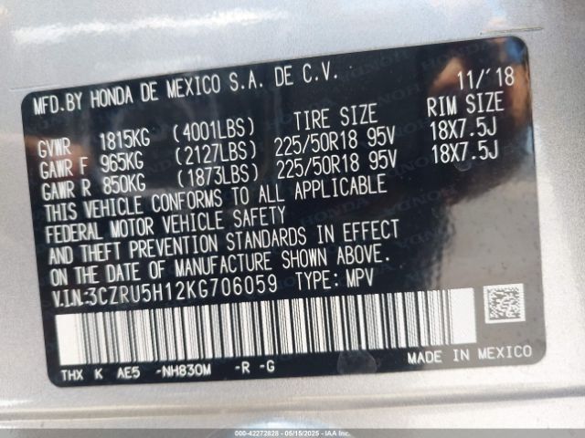 3CZRU5H12KG706059 Honda HR-V SPORT