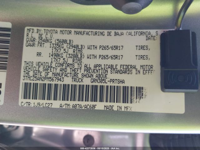 3TMCZ5AN2PM567943 Toyota Tacoma Trd Sport
