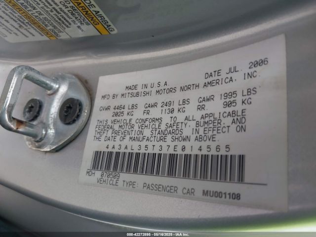 2007 MITSUBISHI ECLIPSE SPYDER 4A3AL35T37E014565 Photo 8