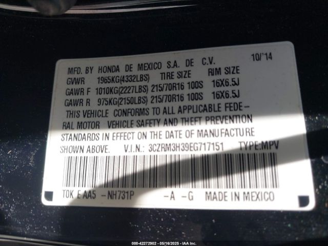 3CZRM3H39EG717151 Honda CR-V LX
