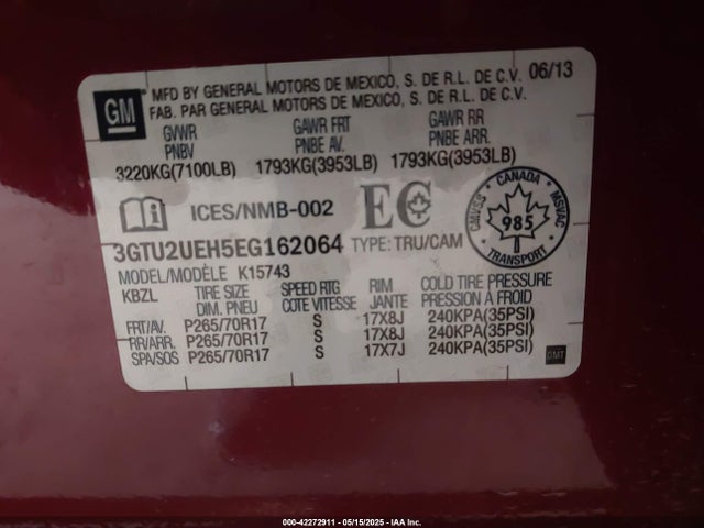3GTU2UEH5EG162064 GMC lv3 - vvt, aluminum, e85 max