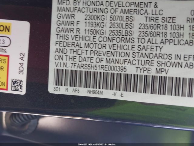 7FARS5H51RE000395 Honda Cr-v Hybrid Sport