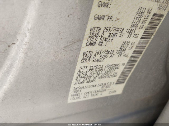 Nissan 2019 2019 1N6AA1EJ0KN509551 Image 9