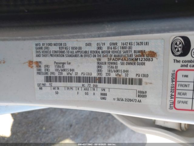 3FADP4AJ5KM123083 Ford Fiesta