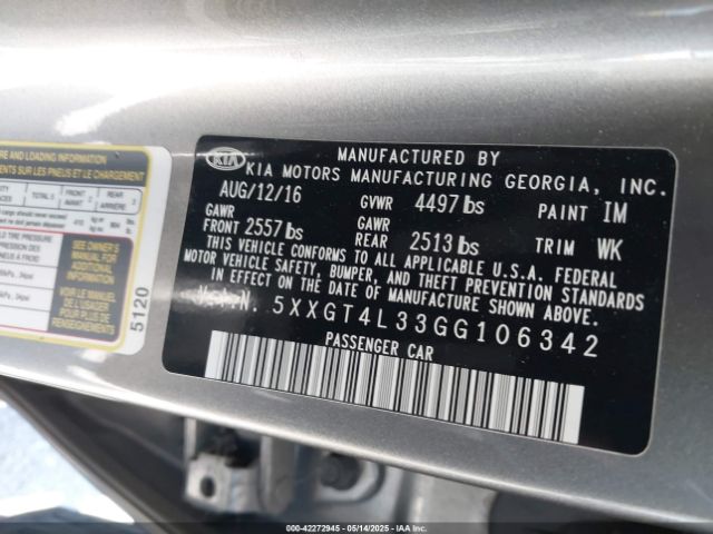 2016 KIA OPTIMA 5XXGT4L33GG106342 Photo 8