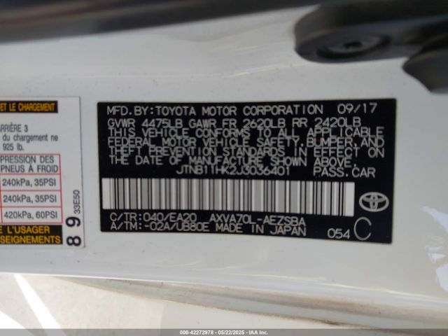 JTNB11HK2J3036401 Toyota CAMRY SE