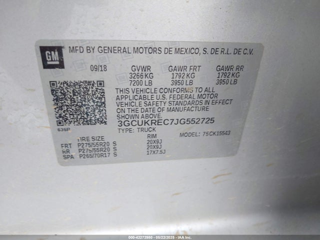 3GCUKREC7JG552725 Chevrolet Silverado 1500 2lt