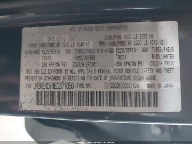 JM3KE4DY4E0371050 Mazda Cx-5 Grand Touring