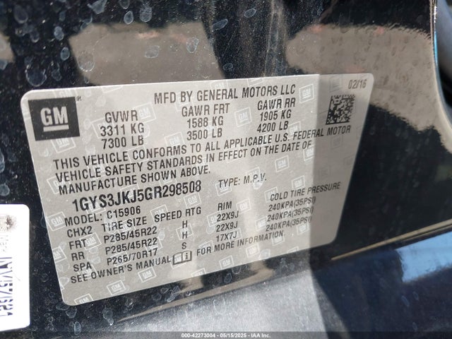 1GYS3JKJ5GR298508 Cadillac l86 - sidi, vvt, afm, e85 max, alum