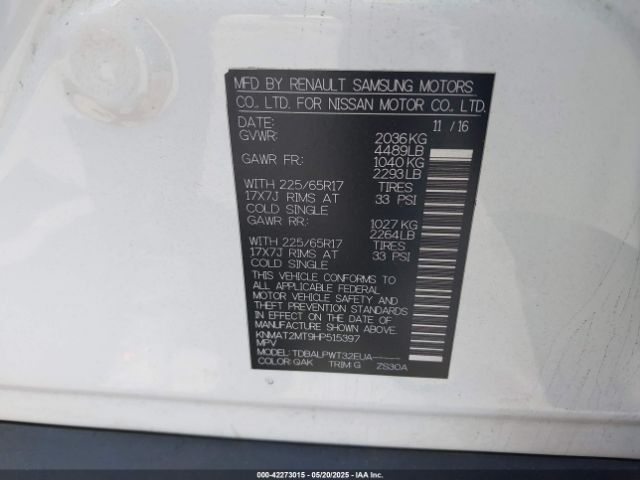KNMAT2MT9HP515397 Nissan ROGUE S