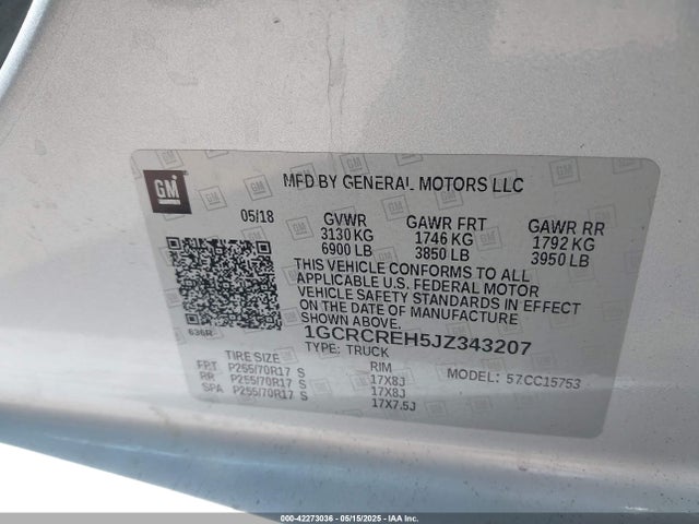 1GCRCREH5JZ343207 Chevrolet lv3 - gen 5, sidi, vvt: variable valve timing, e85 max, alum